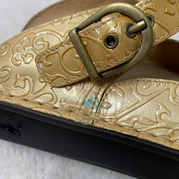 Alegria ALG-513 Women's Classic Beige Gold Leather Mules Slip On Clogs Size 39 - Picture 5 of 13